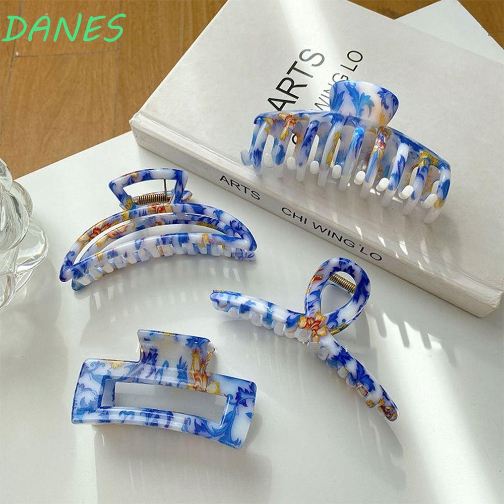 DANES Kẹp Tóc Càng Cua Cỡ Lớn Họa Tiết Hoa / Cá Mập Phong Cách Hàn Quốc Tinh Tế Thời Trang