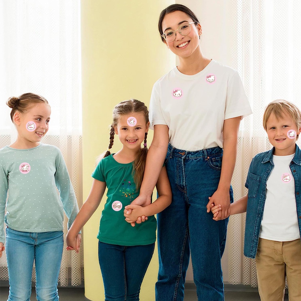 500 cái / cuộn hình dán kitty hình tròn con dấu hình dán giấy tráng hình dán dễ thương tự dính