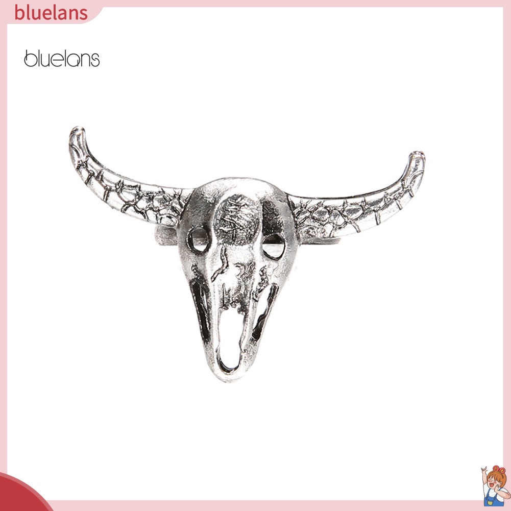Nhẫn Hở Hình Đầu Lâu Bò Phong Cách Vintage Đơn Giản Cho Nam Và Nữ