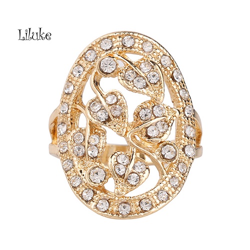 Nhẫn MặT HìNh Lá ĐíNh Kim Cương Giả NhiềU MàU ThờI Trang Cho Nữ