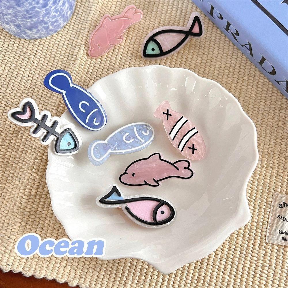 Hejiu Kẹp Tóc Hình Xương Cá Heo y2k Bằng acrylic Cá Nhân Hóa Hàng Ngày