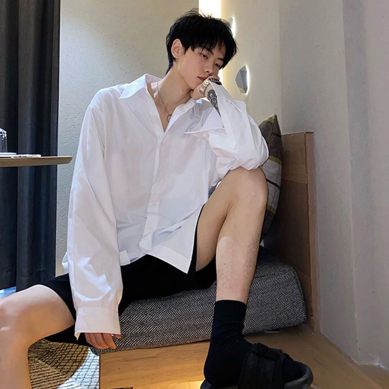 Áo Sơ Mi Nam Dài Tay Cổ Bẻ Form Rộng Thời Trang Hàn