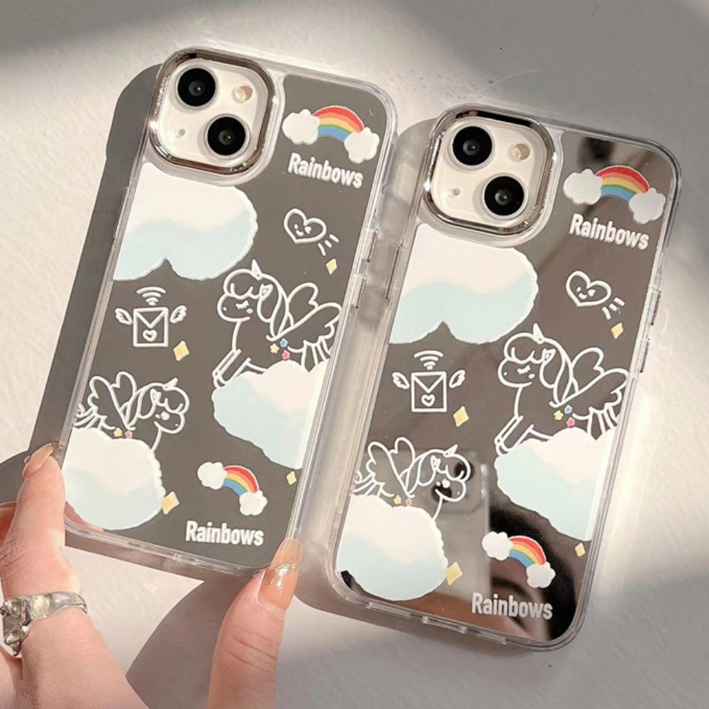 Ốp Điện Thoại TPU Mềm Chống Sốc Tráng Gương Họa Tiết Kỳ Lân Cho IPhone 11 12 13 14 Pro Max