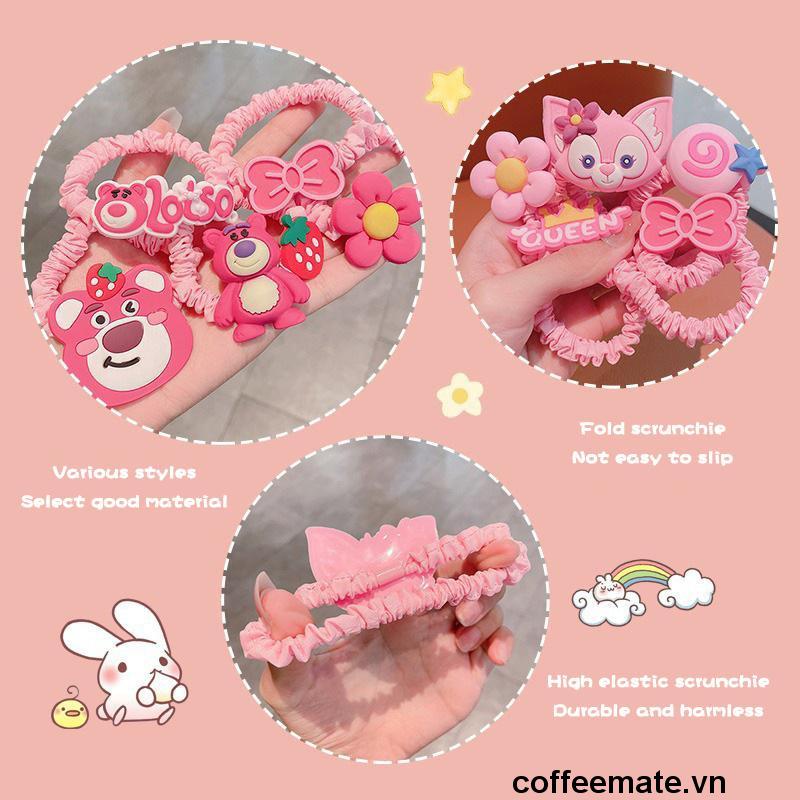 ⚡Dây Buộc Tóc Năm Mảnh Co Giãn Cao Hình Gấu Dâu Tây Dễ Thương