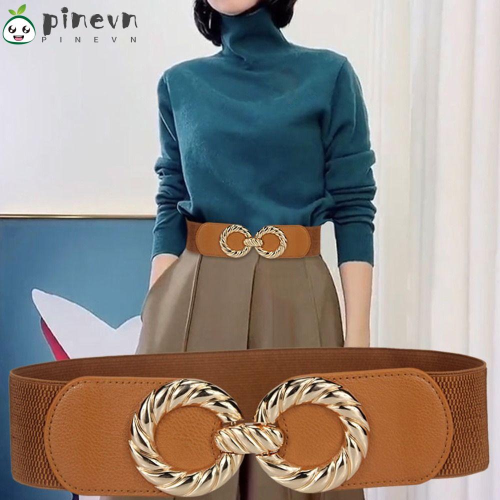 PINEVN Thắt Lưng Co Giãn Khóa Tròn Tinh Tế Cho Nữ