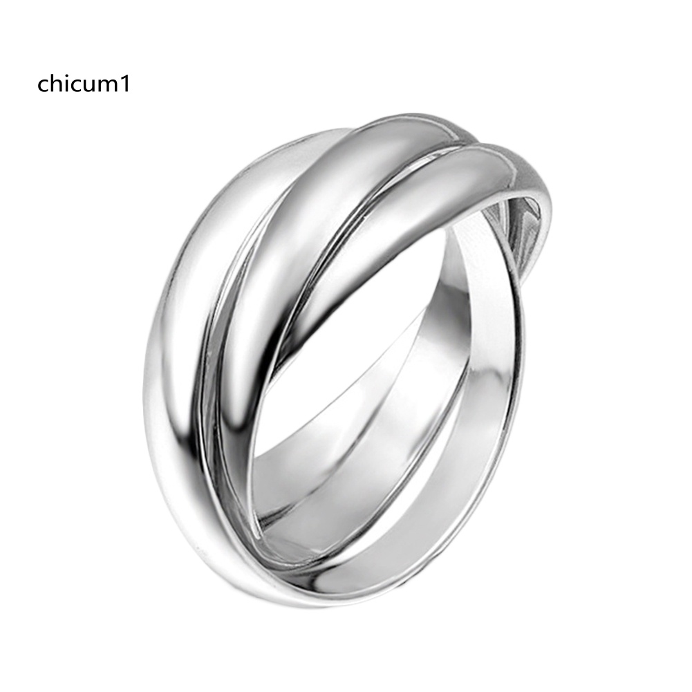 Nhẫn Cưới 3 Vòng Sáng Tạo Trơn Mịn Cho Nữ