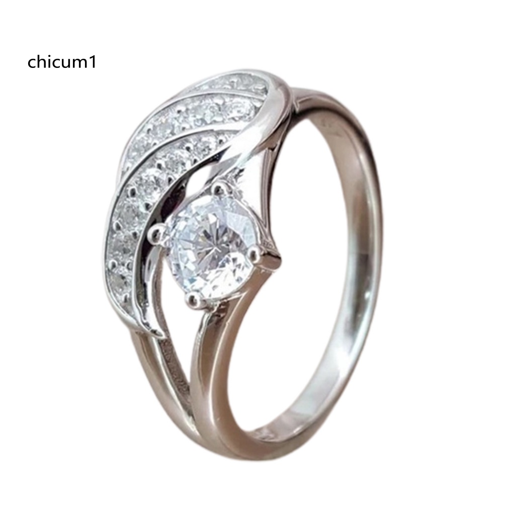 Nhẫn Cưới Hợp Kim Đính Đá Zircon Hình Cánh Thiên Thần