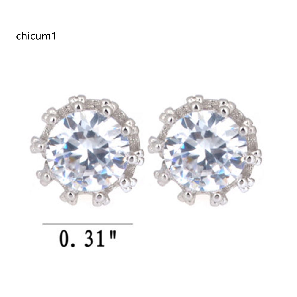 Bông Tai Mạ BạC HìNh Vương MiệN ĐíNh Đá ThờI Trang