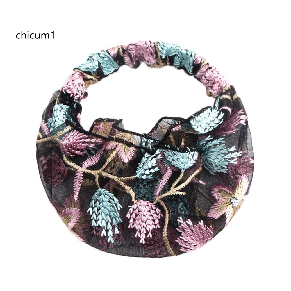 Băng Đô Vải Tuyn Bản Rộng Thêu Hoa / Ngôi Sao Kiểu Trung Hoa Cổ Điển