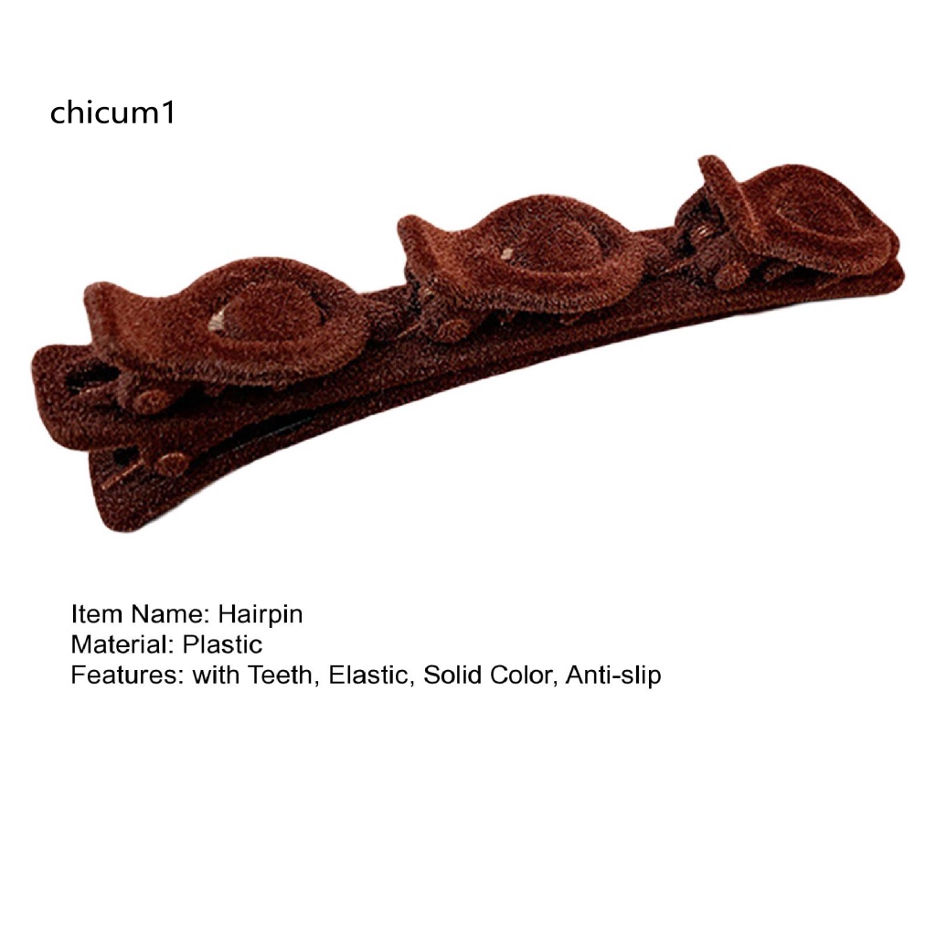 Kẹp Tóc CC Bằng Thép Không Gỉ Màu Trơn Chống Trượt Có Răng Tiện Dụng Cho Nữ