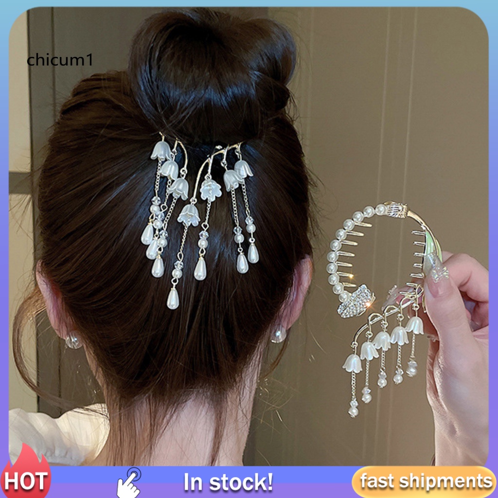 Kẹp Tóc Đuôi Ngựa Đính Ngọc Trai Giả Thời Trang