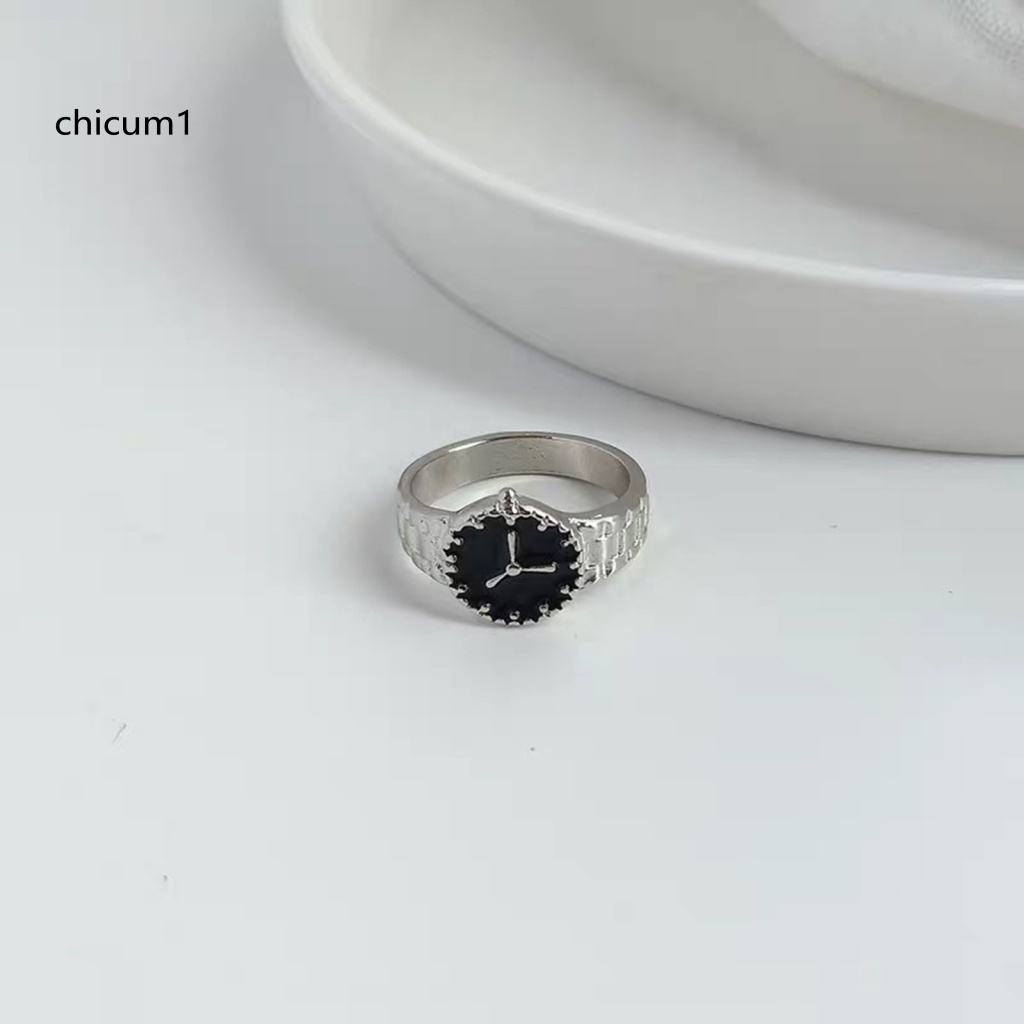Nhẫn Hình Đồng Hồ Sáng Bóng Phong Cách Ins Cho Tiệc Tùng