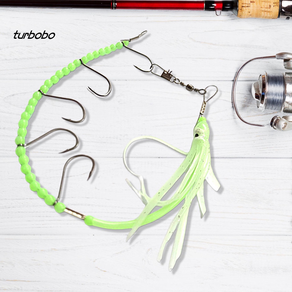 Turbobo Dây Móc Câu Cá 5 Móc Bằng Thép Sắc Bén Phát Sáng Trong Bóng Tối Hình Bạch Tuộc Nhiệt Đới