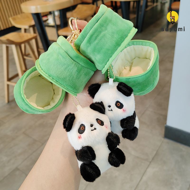 Móc Khóa Gấu Trúc Nhồi Bông Mềm Mại Đáng Yêu