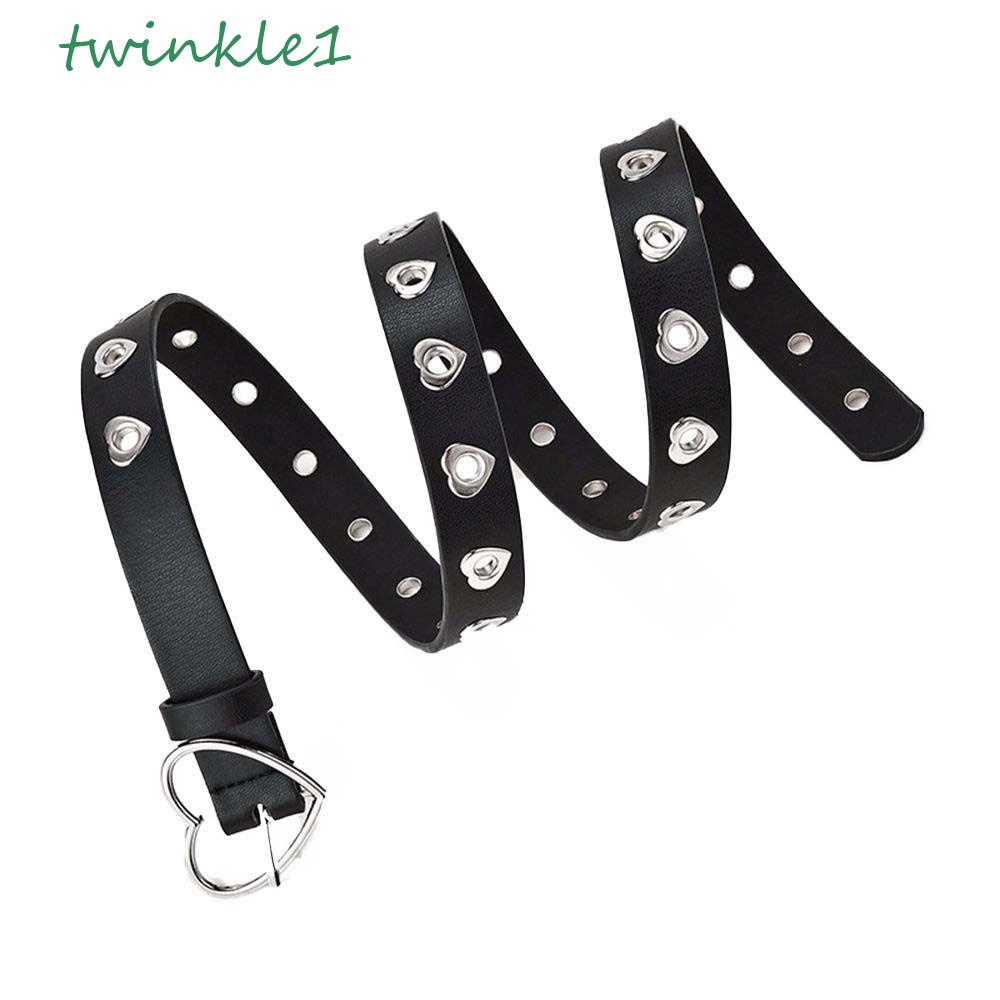 TWINKLE Thắt Lưng Da Khóa Kim Loại Hình Trái Tim Phong Cách Vintage Hàn Quốc