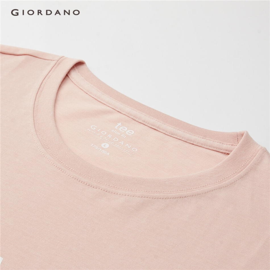 Áo thun GIORDANO 01092303 cotton cổ tròn tay ngắn in chữ thời trang dành cho nam