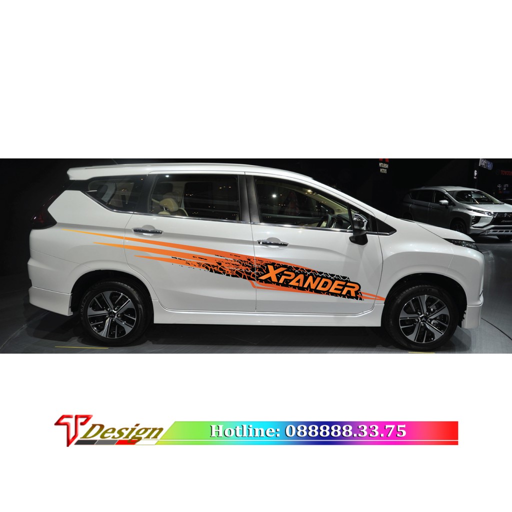 Decal xe Xpander, tem dán sườn xe toyota Xpander tem xe phong cách thể thao nhiều dòng WRAP52