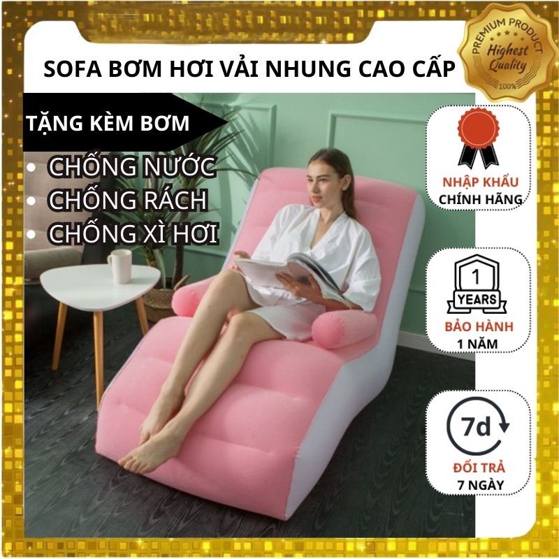 (Xả 3 Cái Cuối) Ghế sofa bơm hơi vải nhung chính hãng, ghế bơm hơi thư giãn sofa cao cấp chống xì hơi chịu tải tốt