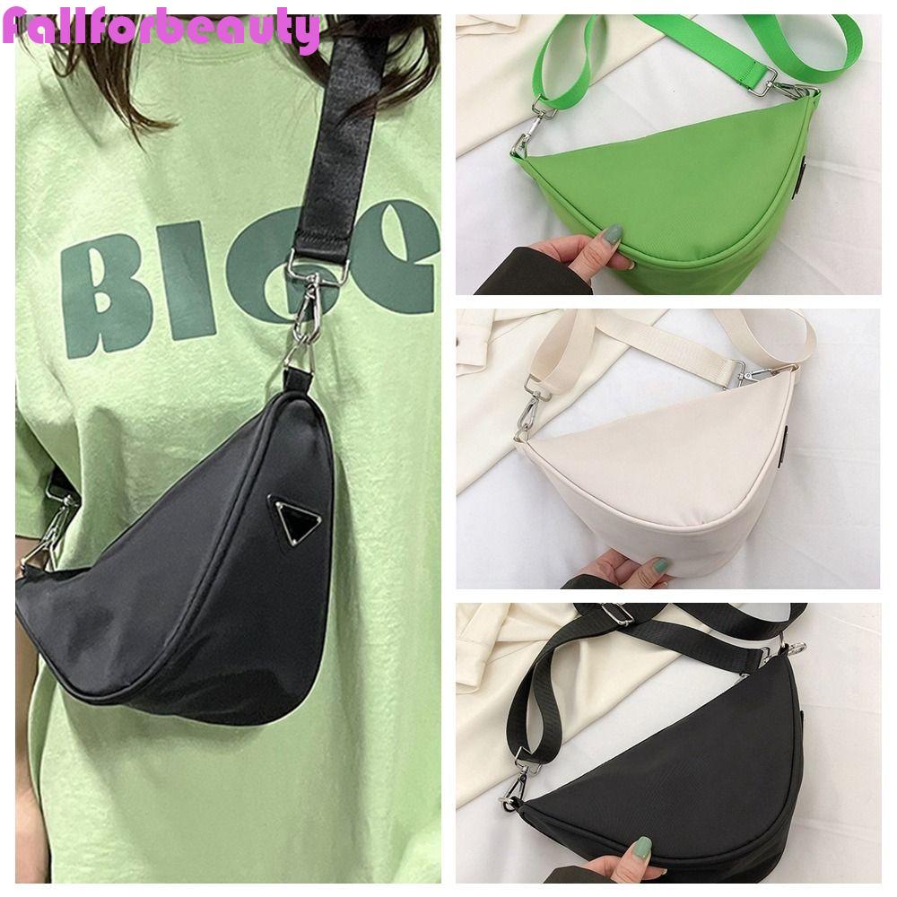 FALLFORBEAUTY Túi Đeo Chéo Vai Hình Tam Giác Bằng Nylon Thời Trang Đường Phố