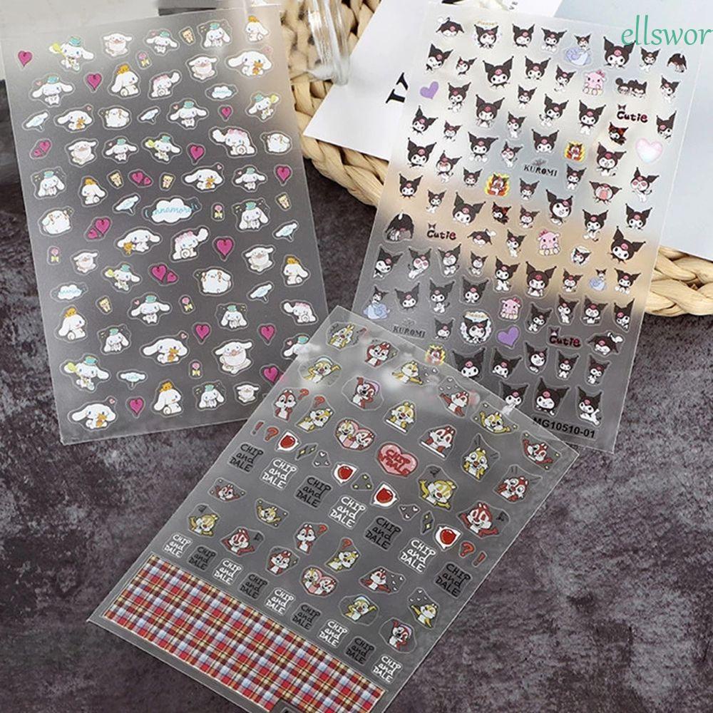 ELLSWORTH Miếng Dán Trang Trí Móng Tay Trong Suốt Họa Tiết Hoạt Hình Mèo / Thỏ Dễ Thương DIY