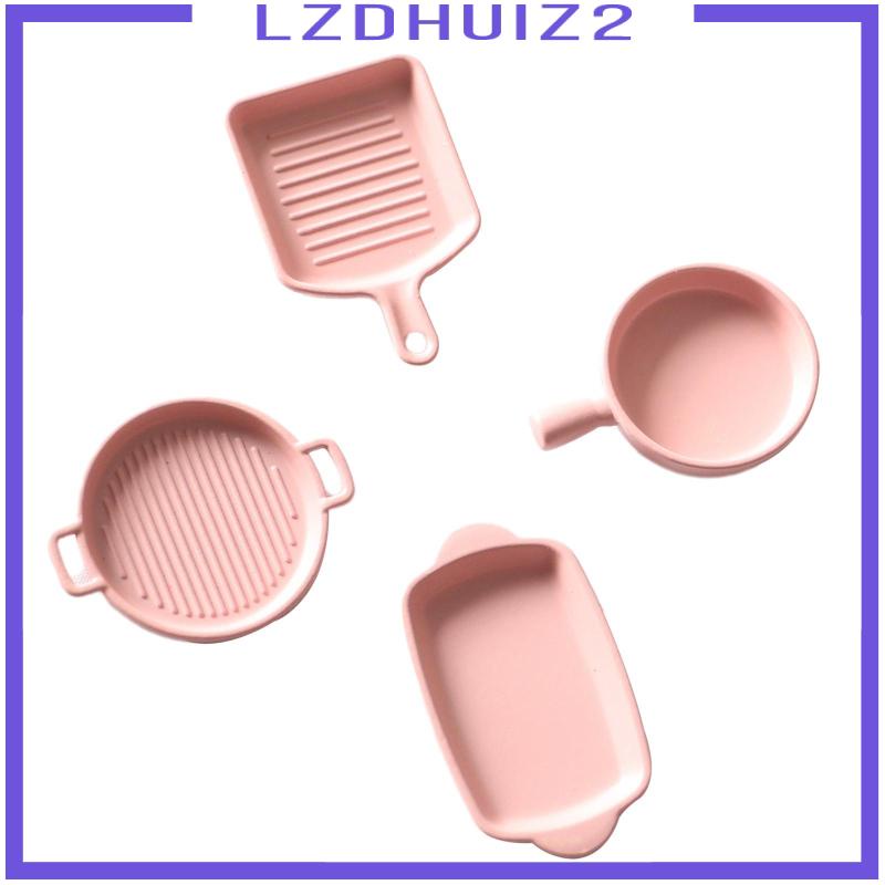 Set 4 Mô Hình Chảo Nấu Ăn Bằng Hợp Kim Dùng Trang Trí Nhà Búp Bê