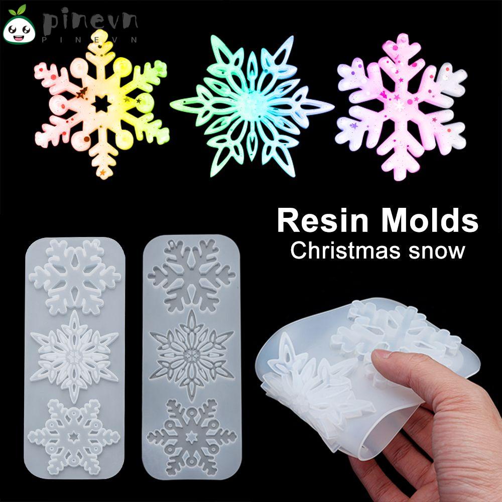 PINEVN Khuôn Silicone Làm Thẻ Treo Trang Trí Cây Thông Giáng Sinh Hình Bông Tuyết