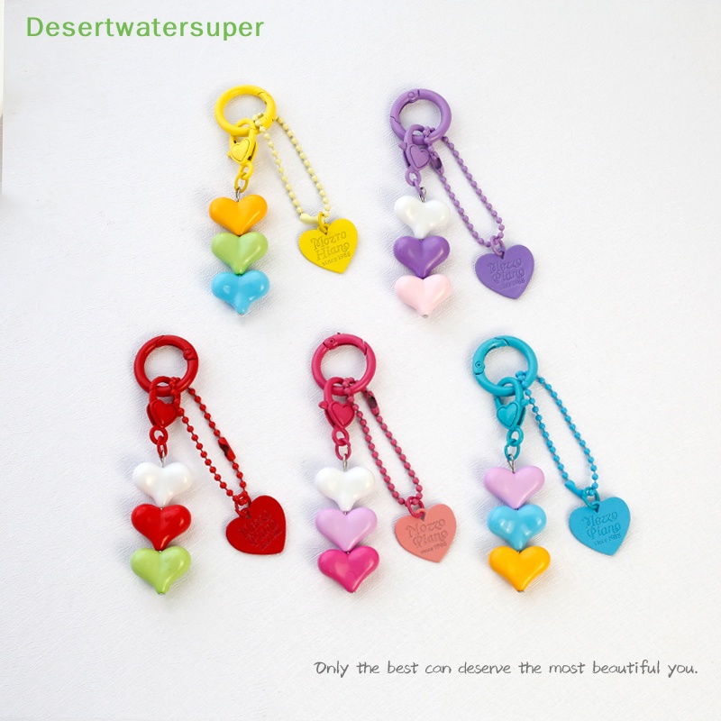 Móc Khóa Hình Trái Tim Màu Macaron Dễ Thương