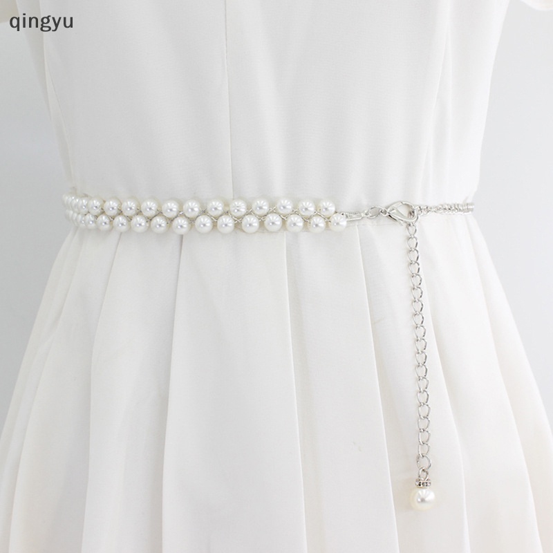 Thắt Lưng Dây Xích Mảnh Đính Ngọc Trai Thanh Lịch Thời Trang Cho Nữ