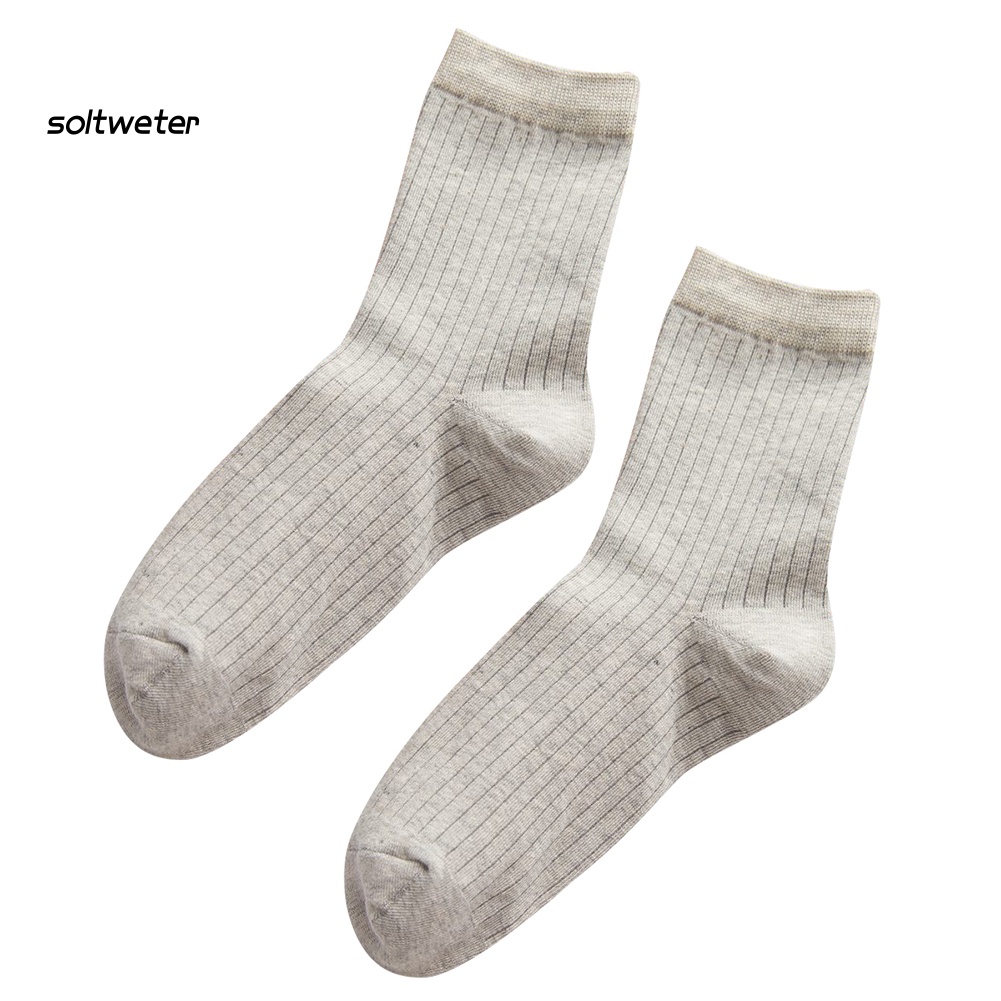 Vớ Cotton Mềm Mại Màu Trơn Thoáng Khí Giữ Ấm Mùa Đông Cho Nữ