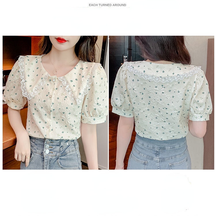 Áo Sơ Mi Chiffon Tay Ngắn In Hoa Thời Trang Mùa Hè Hàn Quốc 2023 Cho Nữ