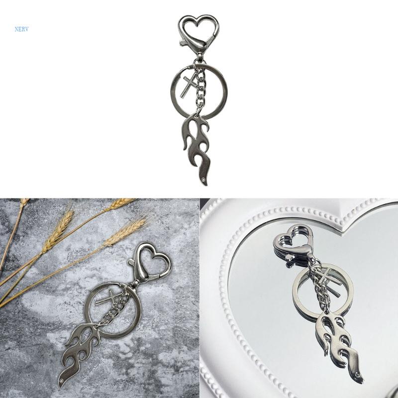 Móc Khóa Hình Ngọn Lửa / Trái Tim / Chữ Thập Phong Cách Vintage