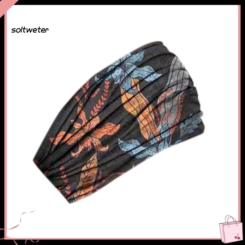 Băng Đô Cài Tóc In Họa Tiết Hoa Màu Sáng Thoải Mái Dùng Tập Yoga