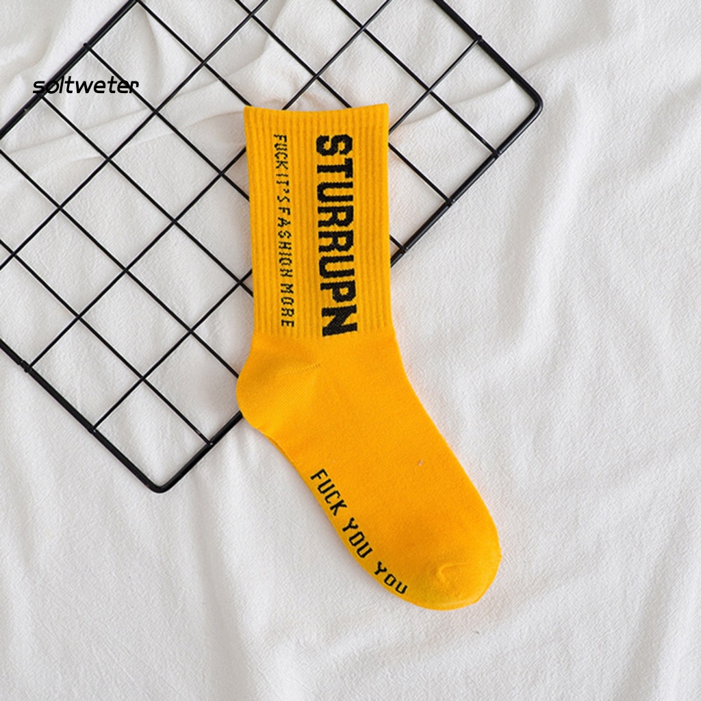 1 Đôi Tất Chân Cotton Siêu Mềm Mại In Chữ Tiếng Anh Thời Trang Cho Nữ