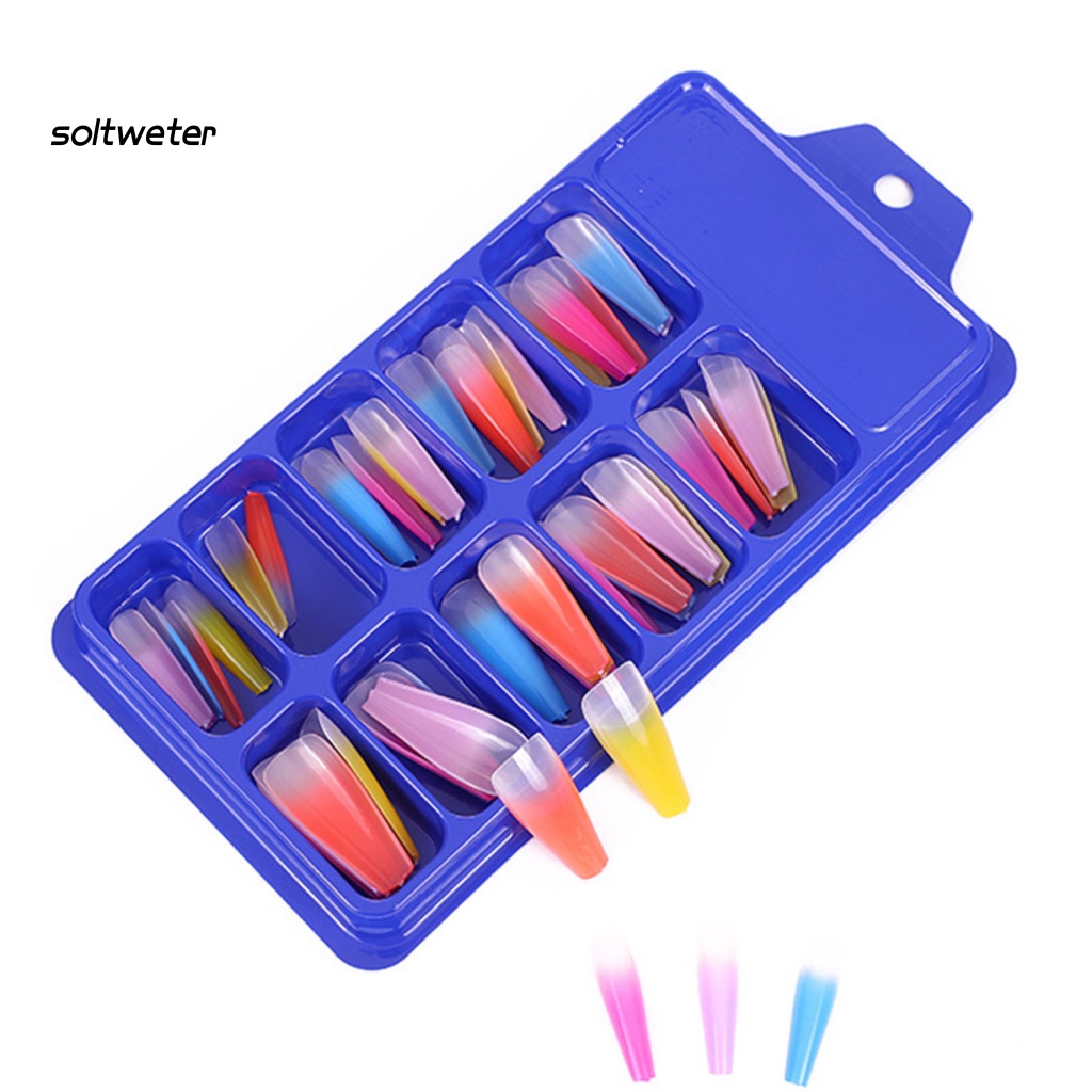 Hộp 50 Miếng Dán Móng Tay Dài Bằng ABS Chống Mòn Cho Nữ