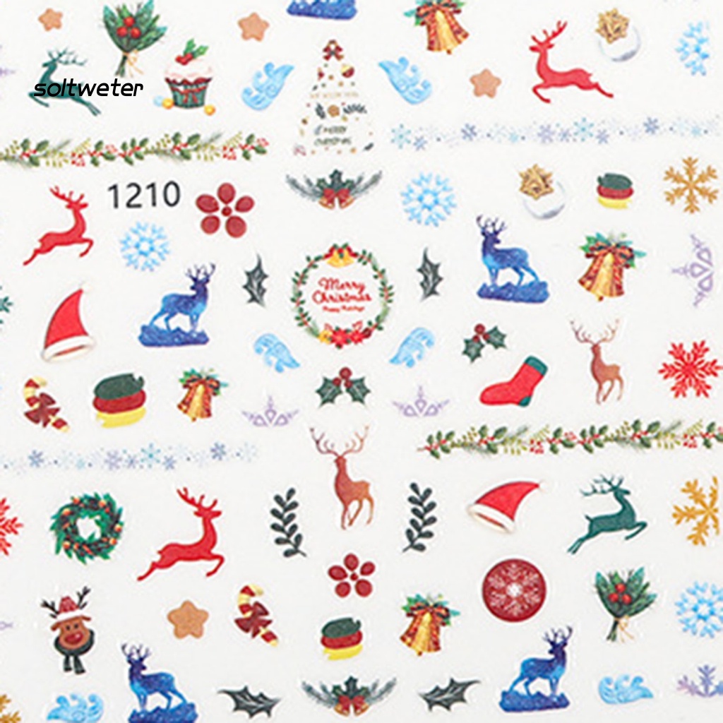 Miếng Dán Trang Trí Móng Tay 3D Siêu Mỏng In Họa Tiết Giáng Sinh Dễ Thương Dành Cho Nữ