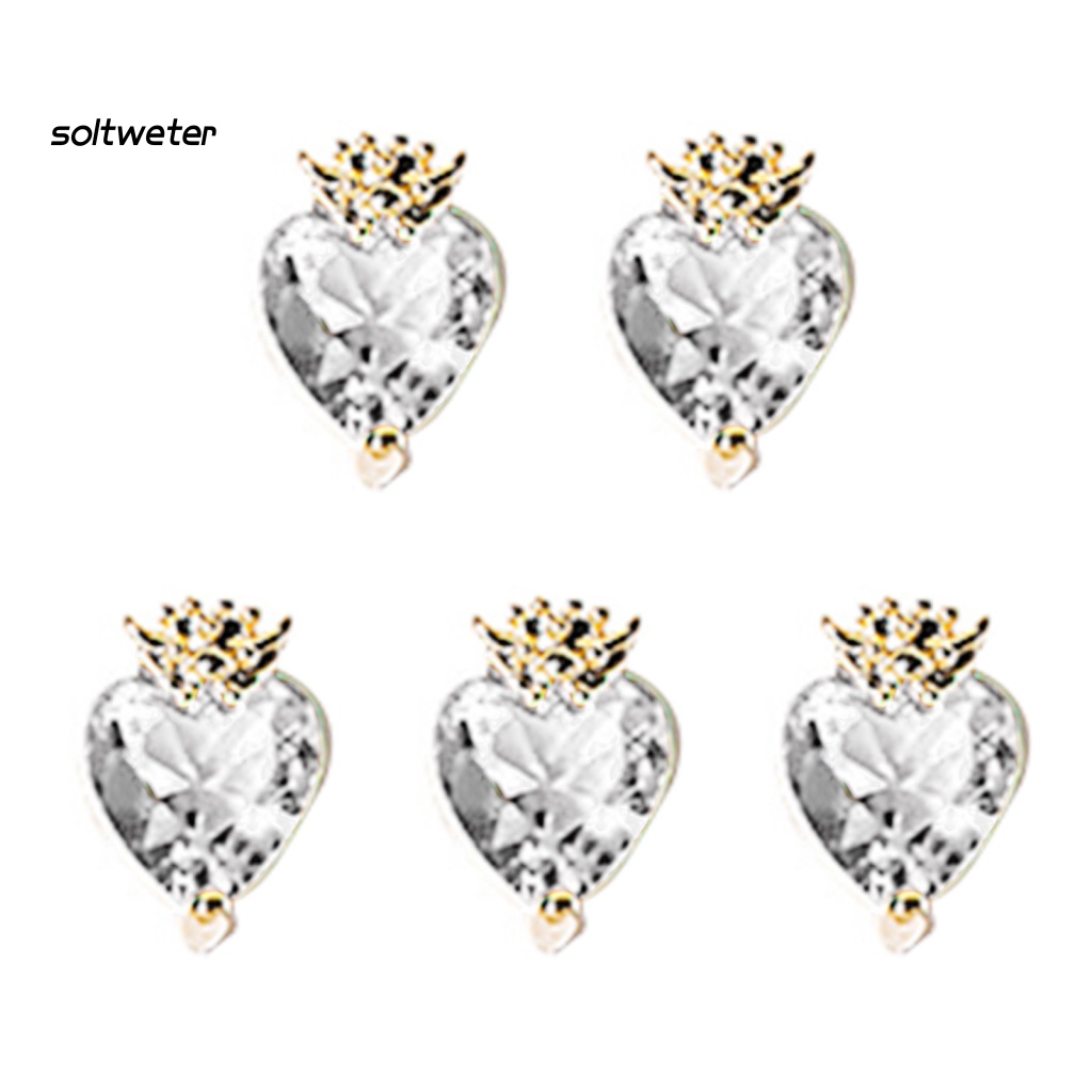 Bộ 5 Phụ Kiện Đá Zircon 3D Tự Trang Trí Móng Tay Nghệ Thuật Cho Nữ