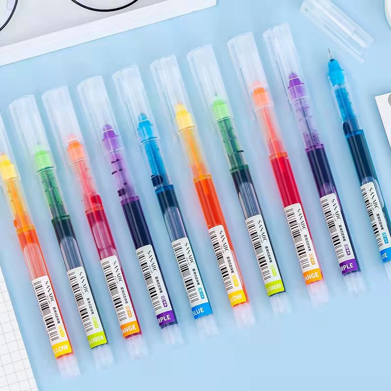 Set 12 Bút Mực Gel Ngòi 0.5mm Màu Đen / Xanh Dương Nhanh Khô
