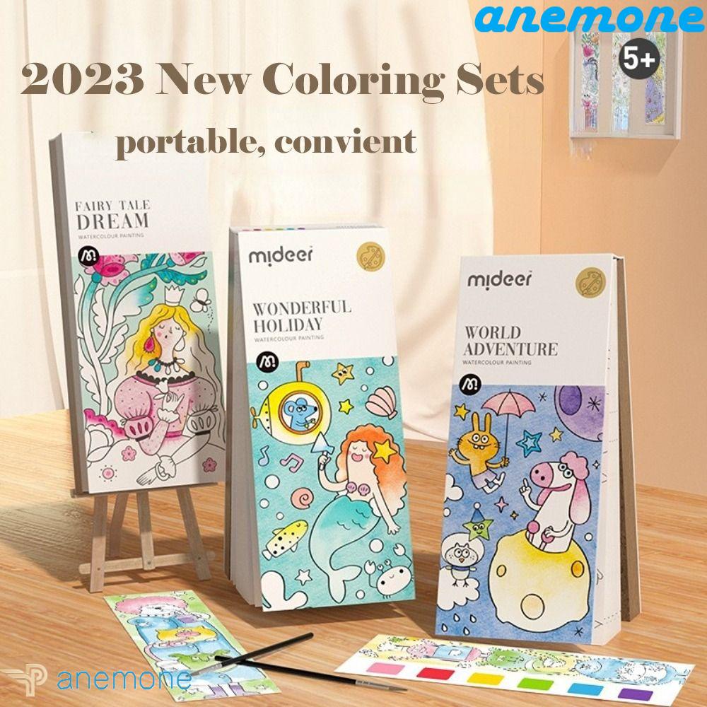 ANEMONE Sách Tô Màu Kèm Cọ Vẽ 20 Trang Dành Cho Trẻ Em