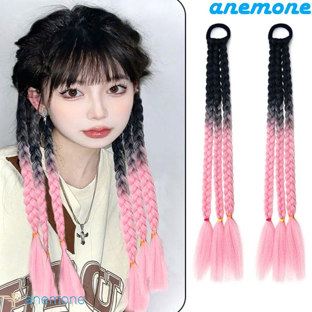 ANEMONE Bím Tóc Giả Màu Gradient Co Giãn Dễ Thương Dành Cho Nữ