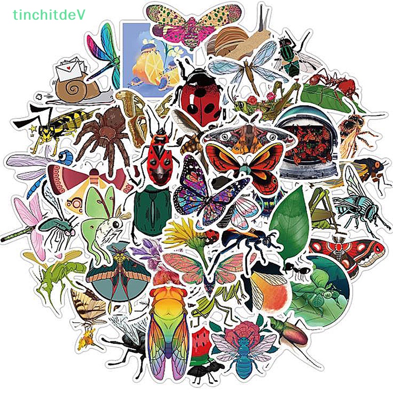 Bộ 50 Miếng Dán Hình Côn Trùng / Bọ Rùa / Bướm / Graffiti Độc Đáo
