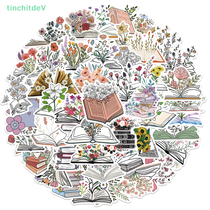 Bộ 50 Miếng Dán Trang Trí Xe Hơi / Va Li / Laptop / Điện Thoại Họa Tiết Hoa Graffiti Nghệ Thuật