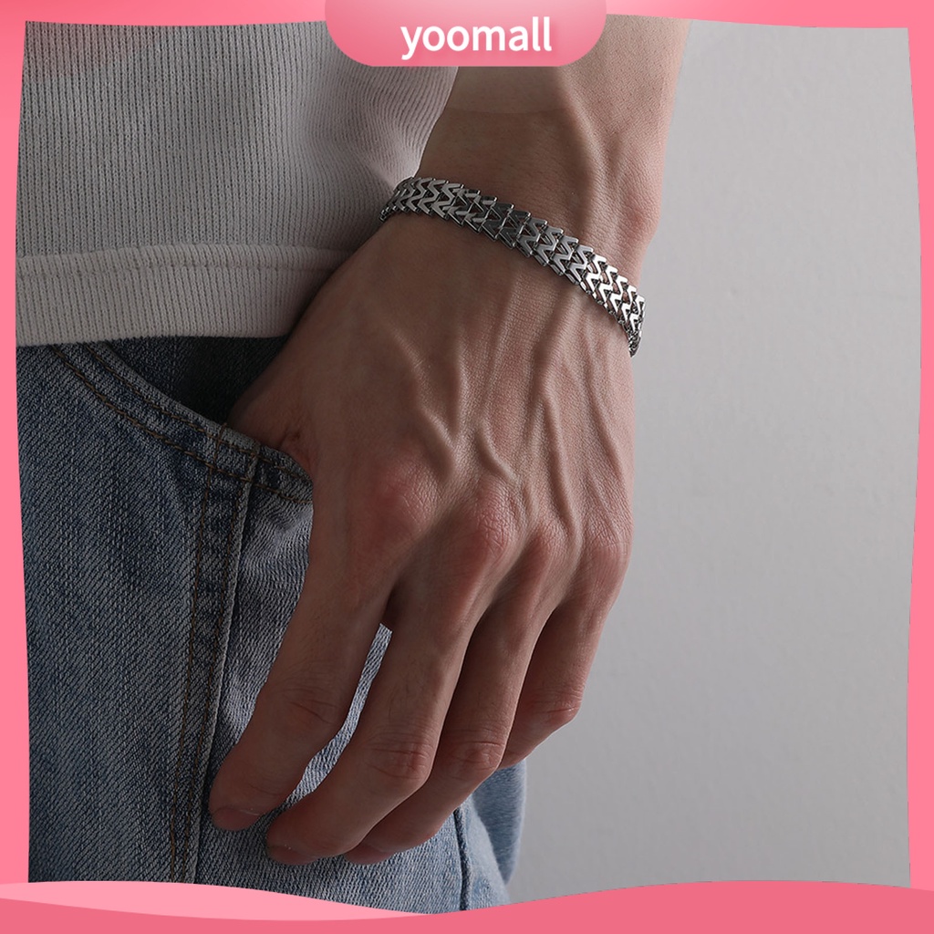 [YM] Vòng Đeo Tay Dạng Kẹp Tôm Hùm Bằng Thép Không Gỉ Bề Mặt Nhẵn Hình Rắn Đơn Giản Cá Tính Chống Rỉ Sét Trang