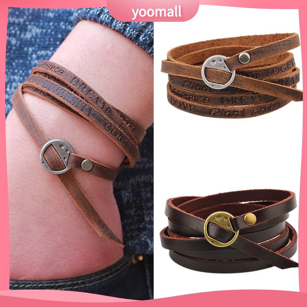 Vòng Tay Giả Da Nhiều Lớp Phong Cách Vintage Cho Nam Nữ