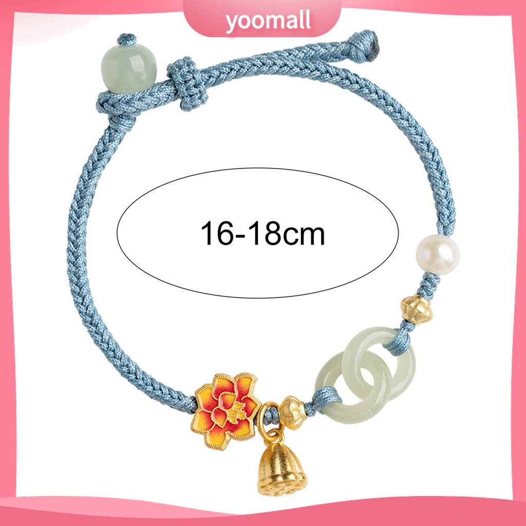 [YM] Vòng Tay Dây Bện Đính Ngọc Trai Giả Mặt Hoa Sang Trọng Trang Sức Hàng Ngày Cho Nữ