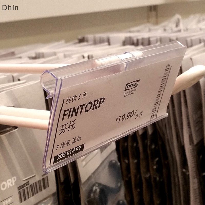 [Dhin] 10PCS Plastic Sign Label Holder Wire Shelf Retail Price Tag Label Merchandise Sign Display Holder Stand COD