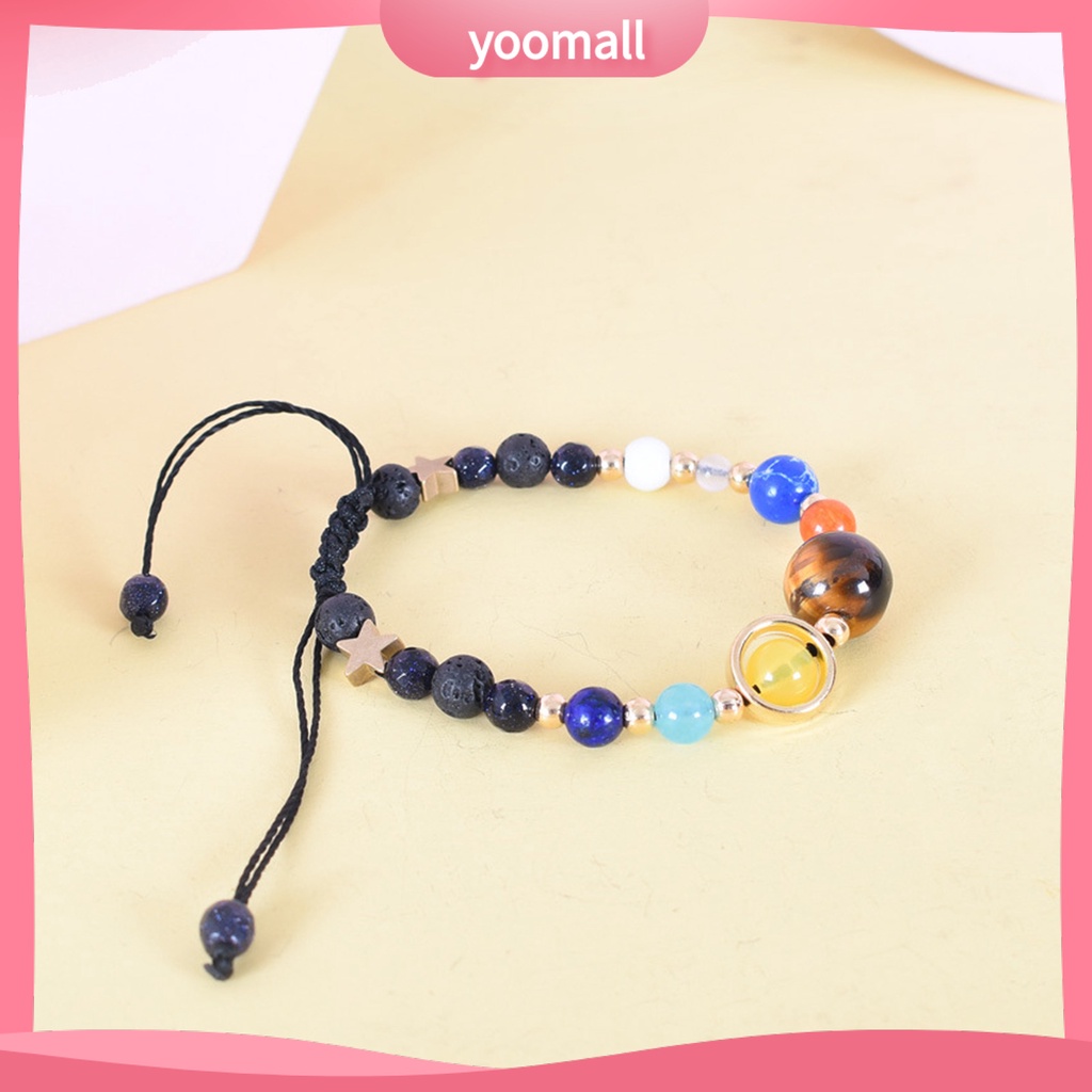 [YM] Vòng Tay Chuỗi Hạt Hình Hành Tinh Tám Hành Tinh Nhiều Màu Sắc Có Thể Điều Chỉnh Làm Quà Tặng Trang Sức Cho Nam Và Nữ Hệ Mặt Trời
