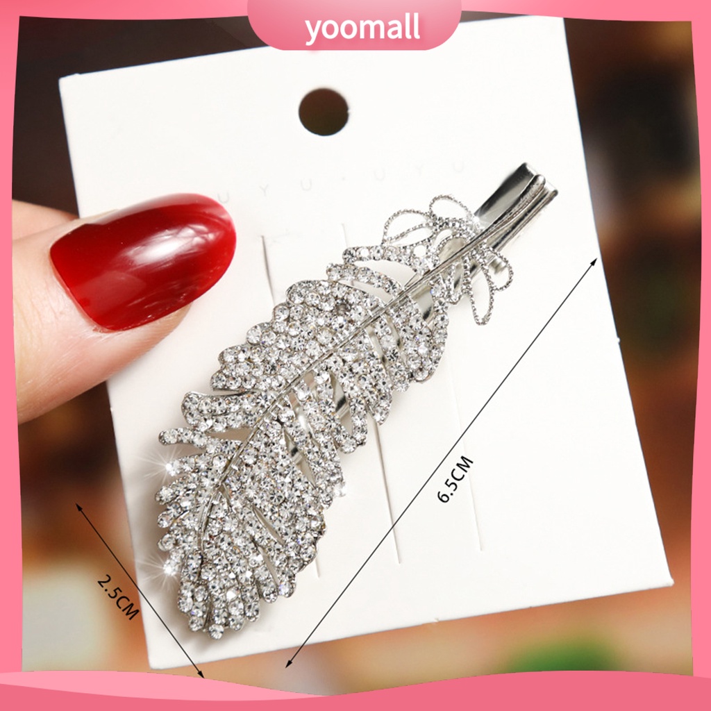 Kẹp Tóc Hợp Kim Hình Lông Vũ Đính Đá Lấp Lánh