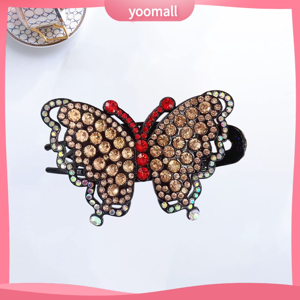 Kẹp Tóc Hình Bướm Đính Đá Nhiều Màu Chống Trượt Trọng Lượng Nhẹ