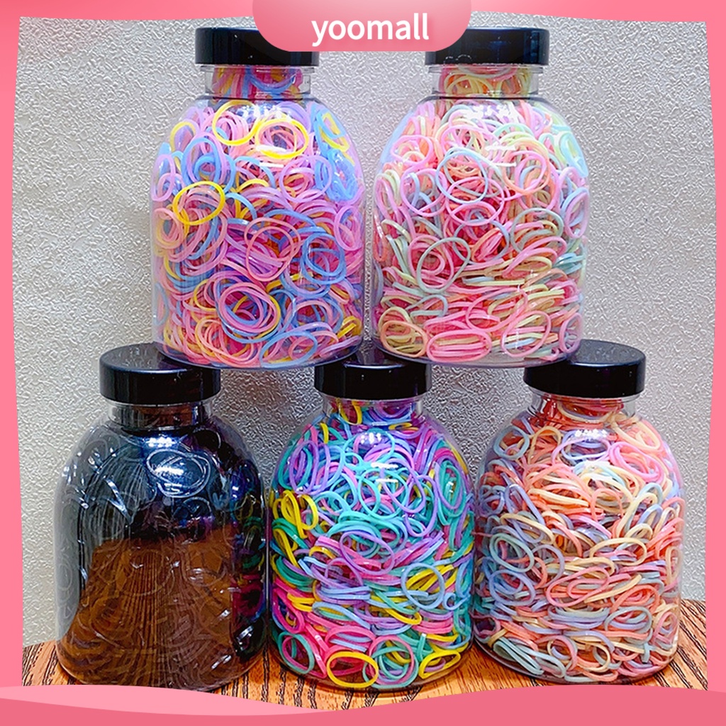 Hộp Dây Thun Buộc Tóc Nhiều Màu Sắc Co Giãn Tốt Dành Cho Bé Gái 1 Tuổi