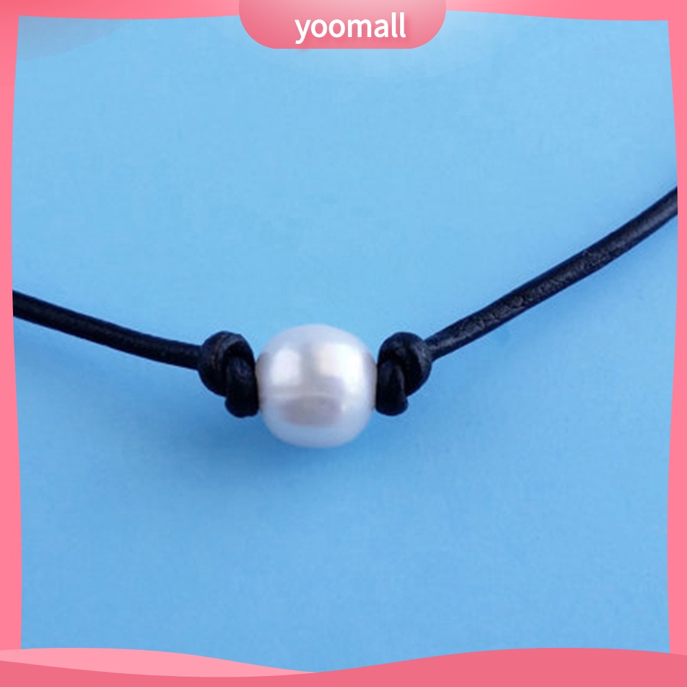 Vòng Cổ Choker Dây Da Đính Hạt Ngọc Trai Nhân Tạo Đơn Giản Dành Cho Nữ
